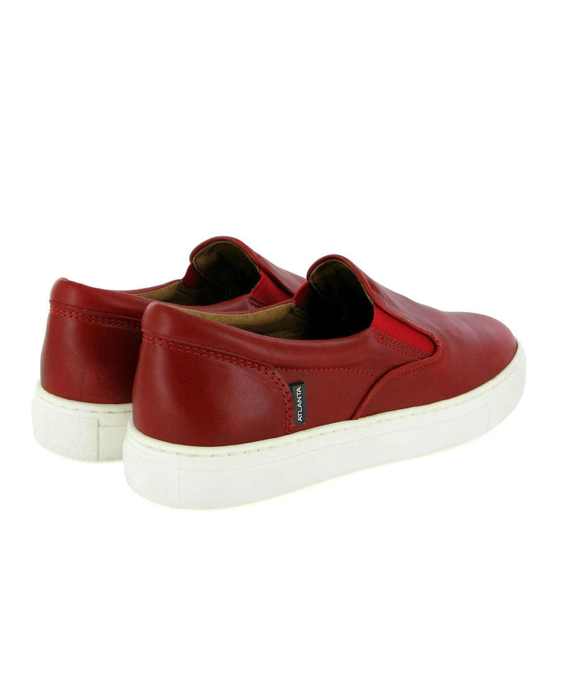 Slip On Sneakers in Leather, Red