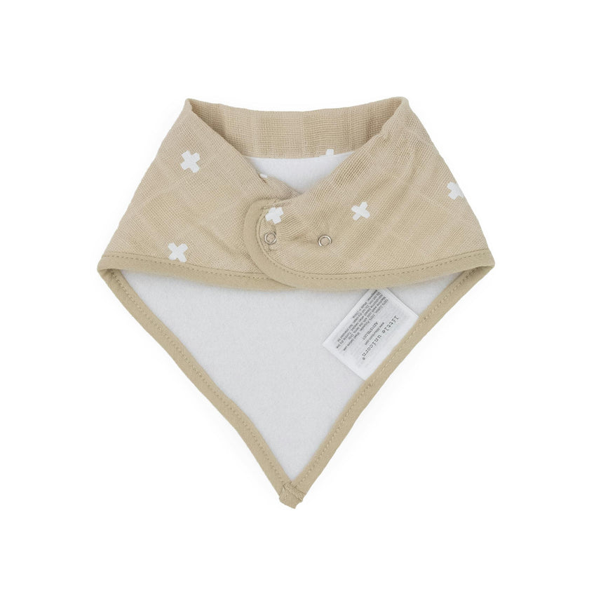 Cotton Muslin + Fleece Bandana Bib 4 Pack - Mauve Stripe