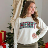 Merry Tartan Patch Christmas Women's Sweatshirt