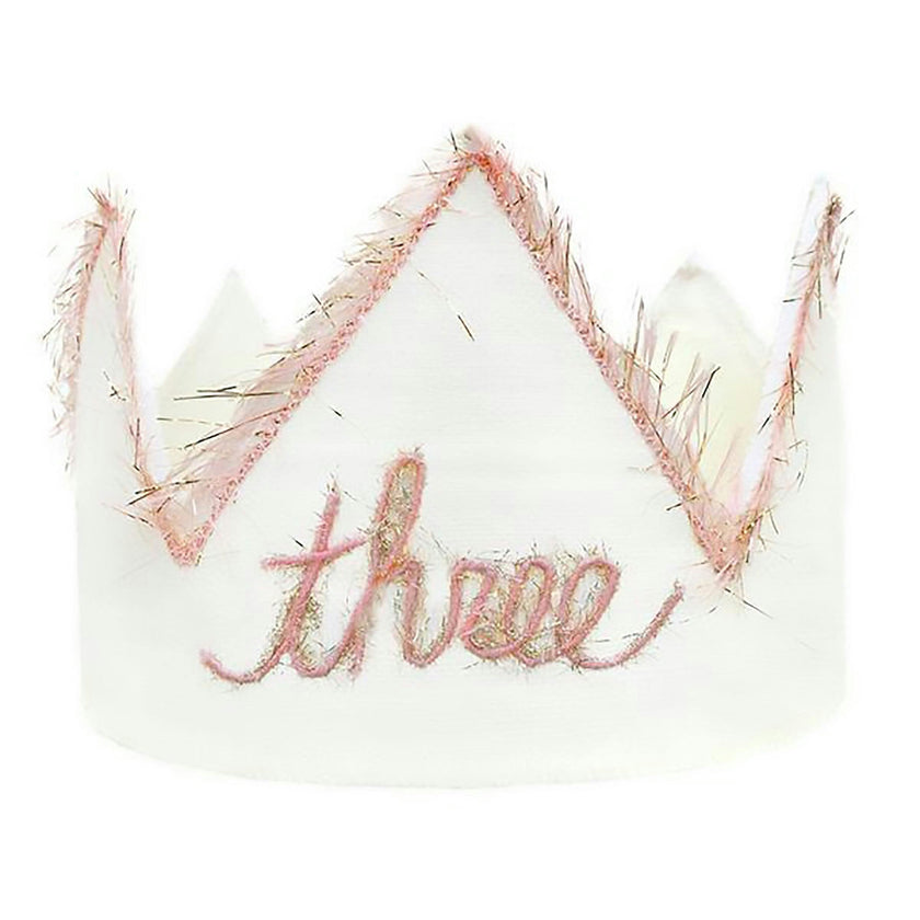 "Three" Linen Crown With Eyelash Trim