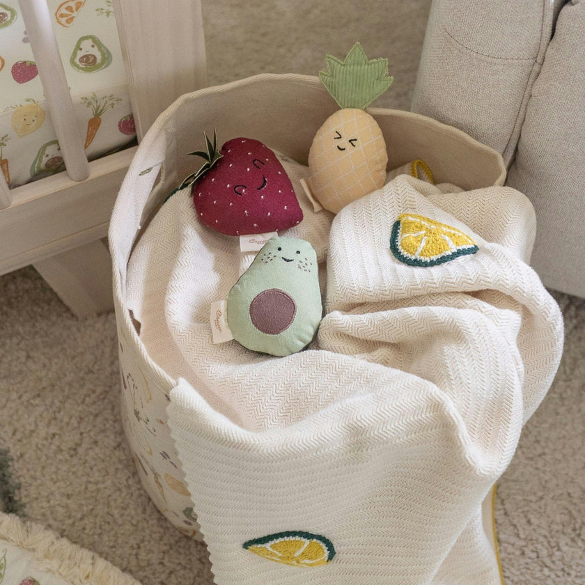 Clementine Fruits & Veggies Soft Plush Rattle Set (3 Pack)