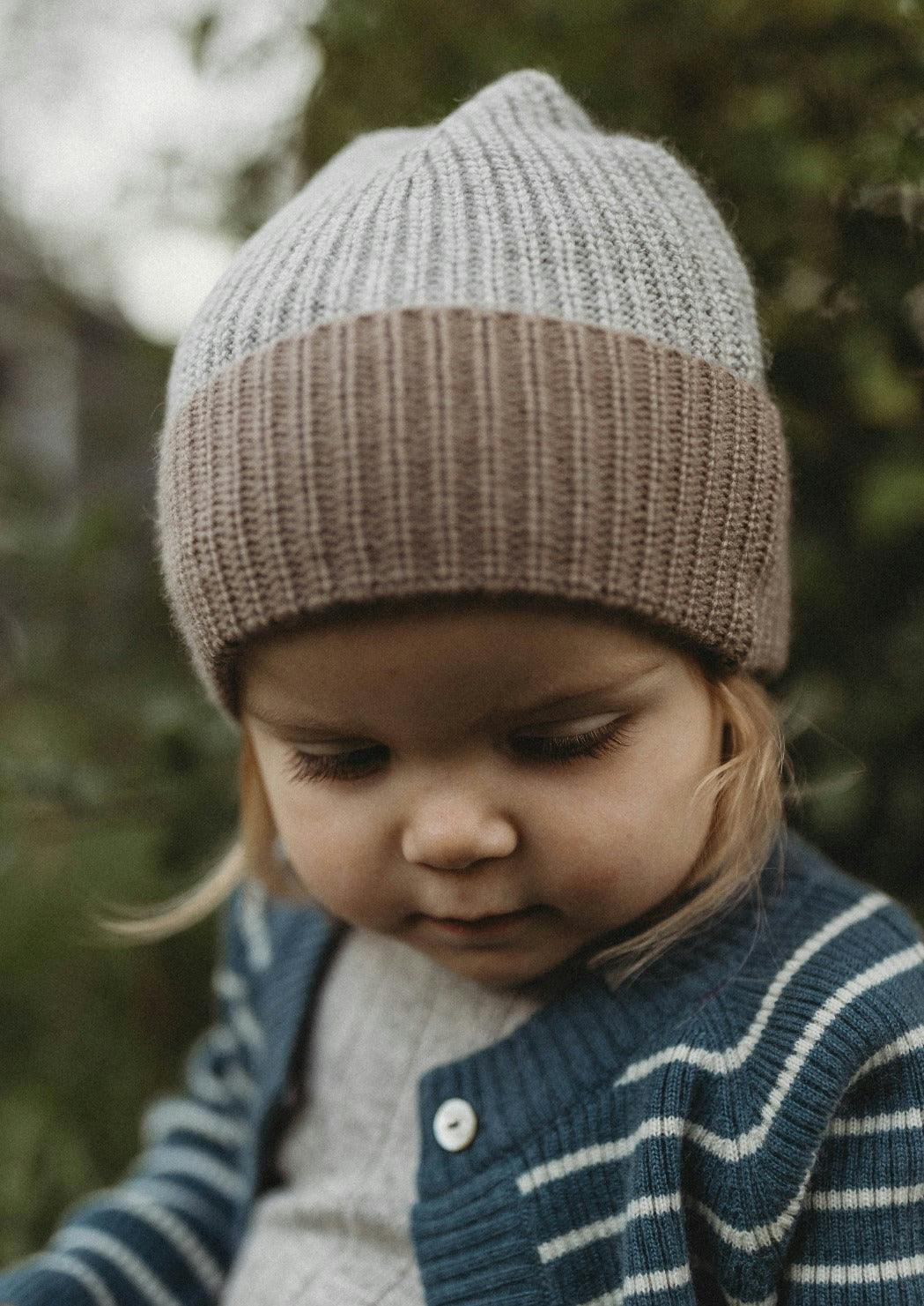 Cashmere Beanie | Grey/Brown
