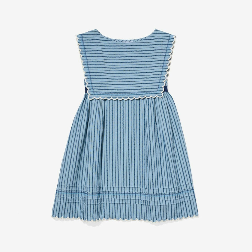 Clairette Dress, Navy Ladder Stripe
