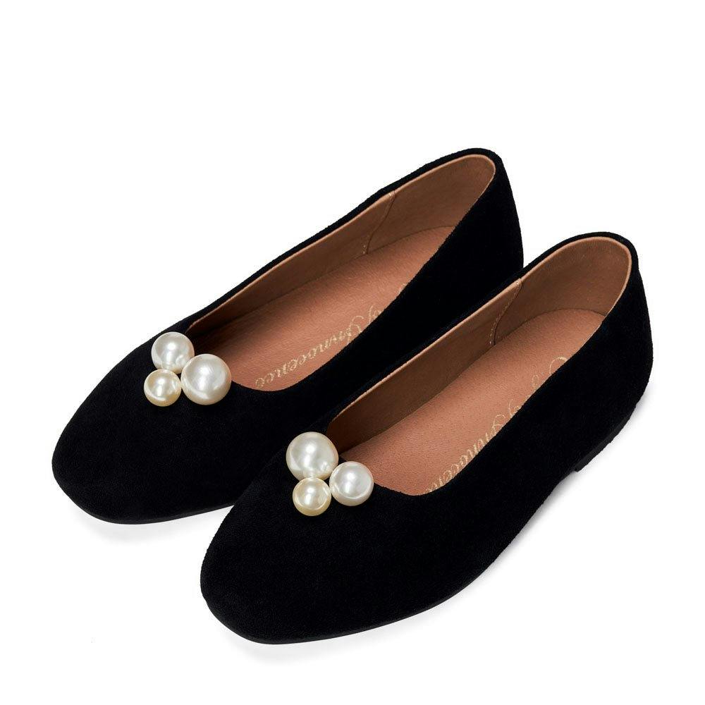 Tessa Velvet Suede Square Toe Ballet Flats