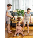 Girls Speckled Smocked Top & Short Set, White