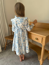 Aoki Blue Toile Dress| Long Sleeve