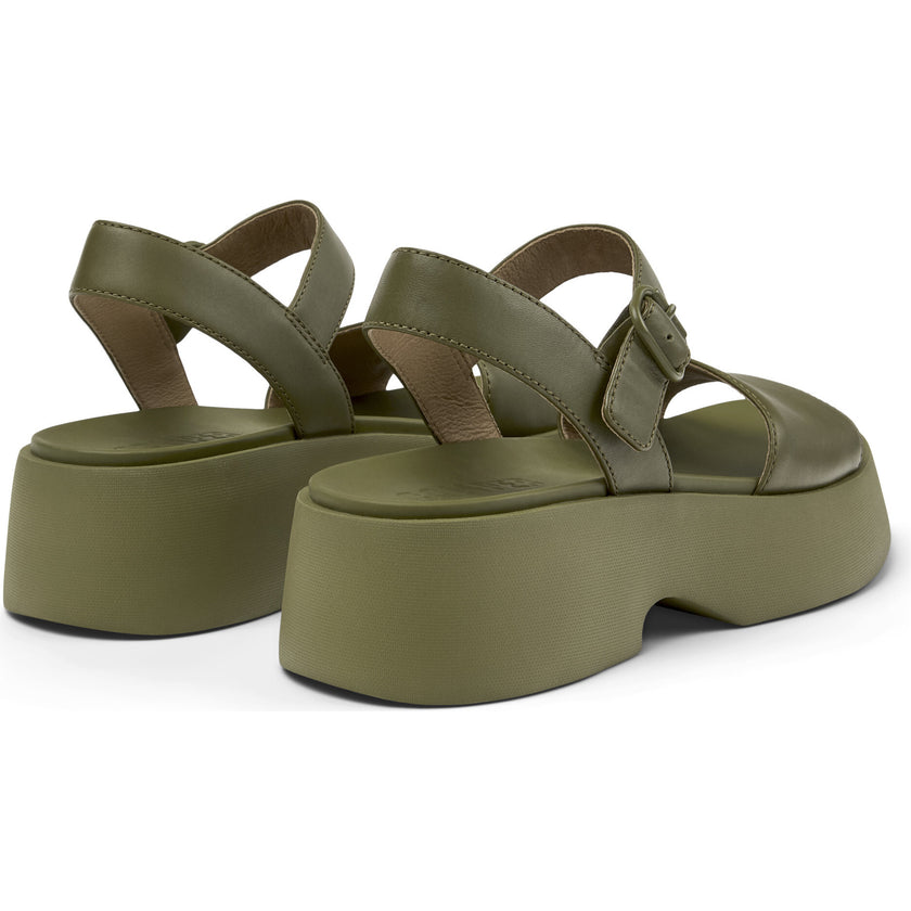 Oruga Calfskin Leather Flexible Sandals, Green