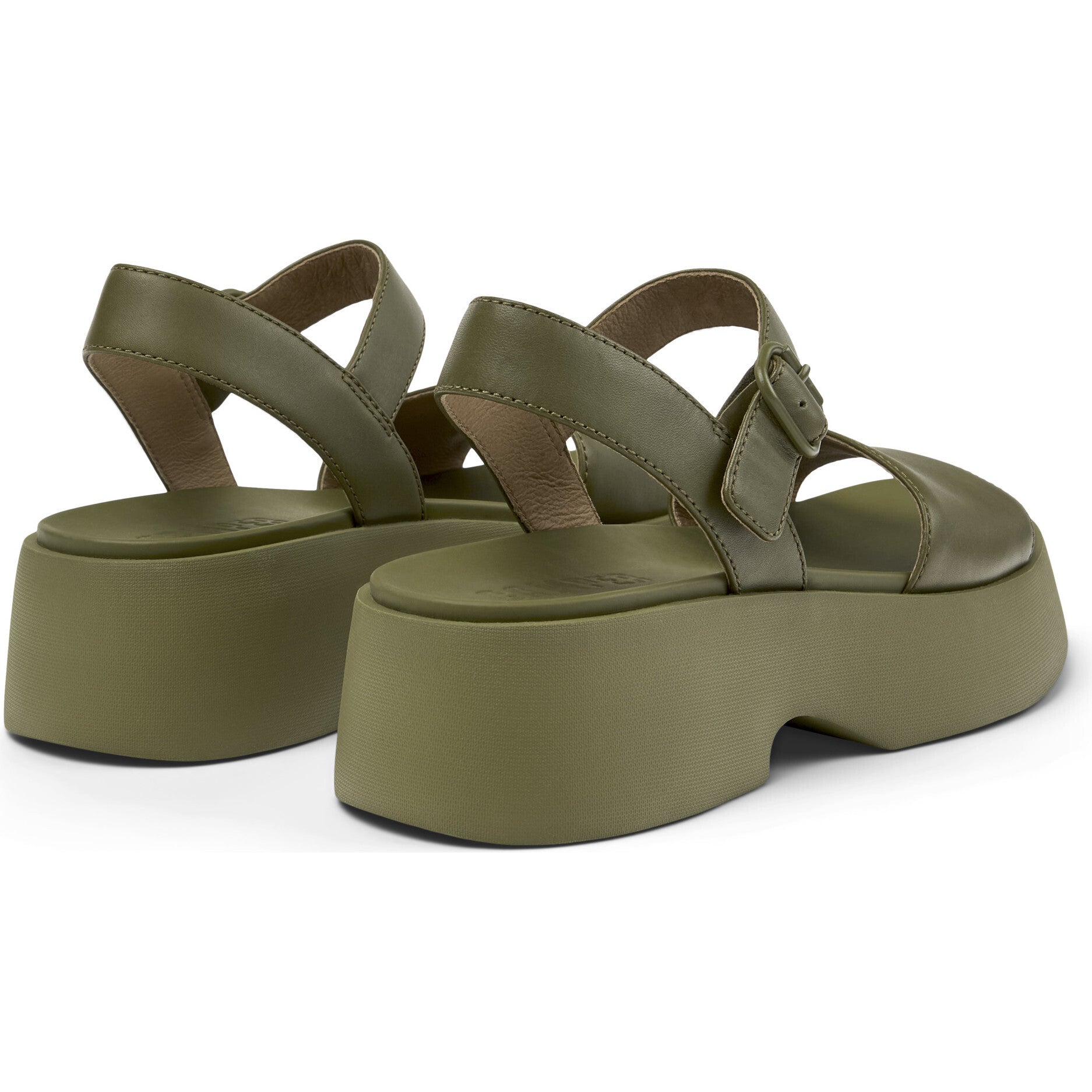 Oruga Calfskin Leather Flexible Sandals, Green