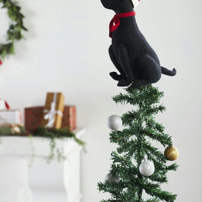 Lab Santa Hat Christmas Tree Topper Hand Felted Wool Arcadia Home