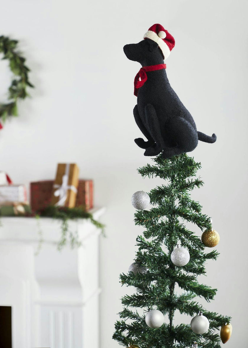 Lab Santa Hat Christmas Tree Topper Hand Felted Wool