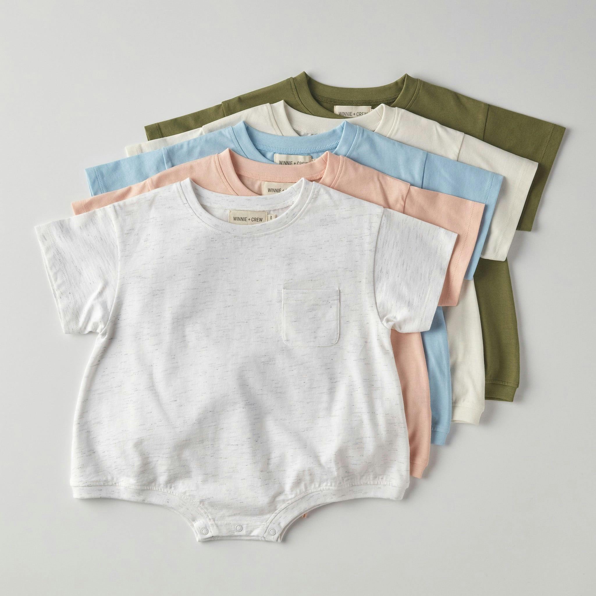 Cory Pocket Romper in Peach Powder