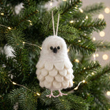 Handmade Felt Snowy Owl Christmas Ornament
