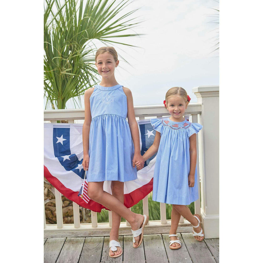 Smocked Bishop Dress - Flags