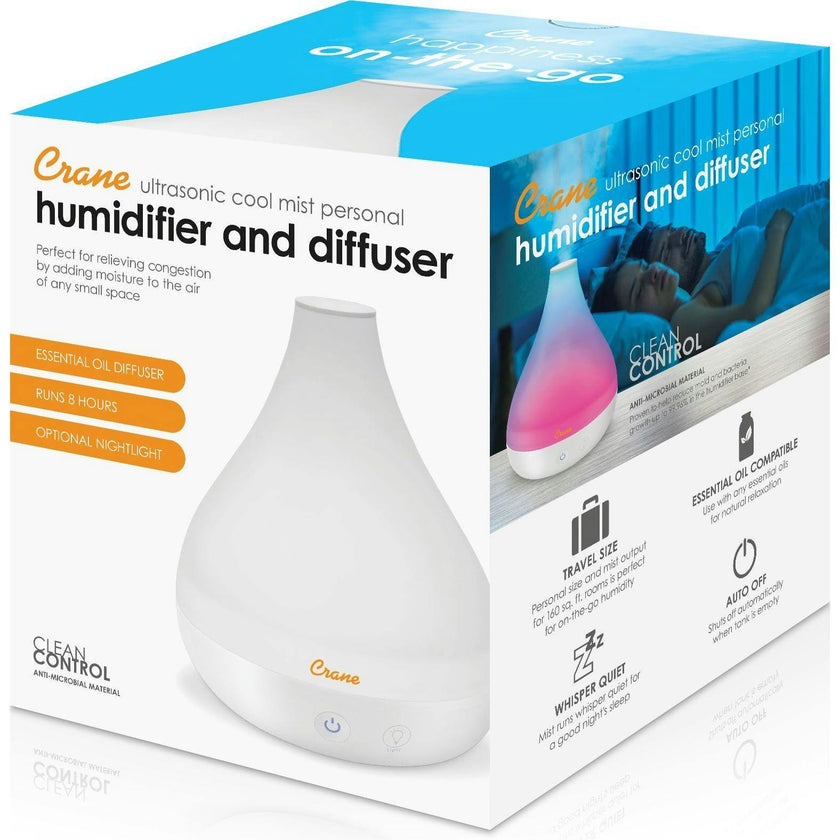0.35 Gal. 2-in-1 Ultrasonic Cool Mist Humidifier & Aroma Diffuser for Small Rooms