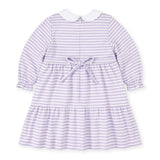 Stripe Knit Dress with Embroidered Flowers
