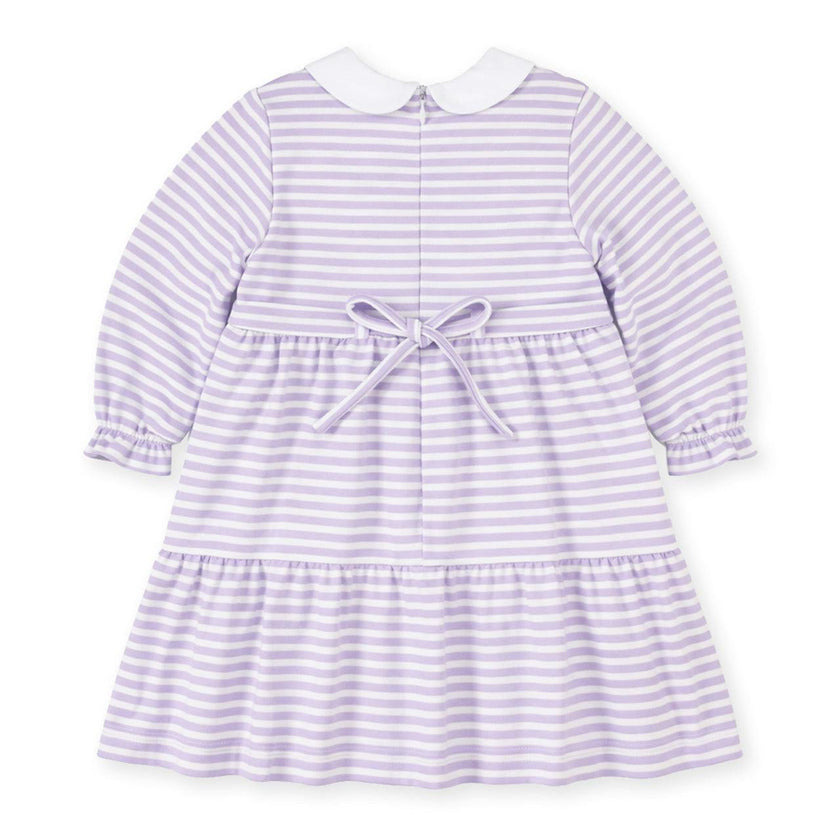Stripe Knit Dress with Embroidered Flowers