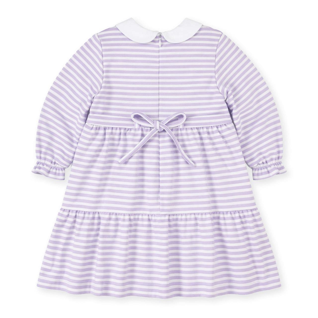 Stripe Knit Dress with Embroidered Flowers