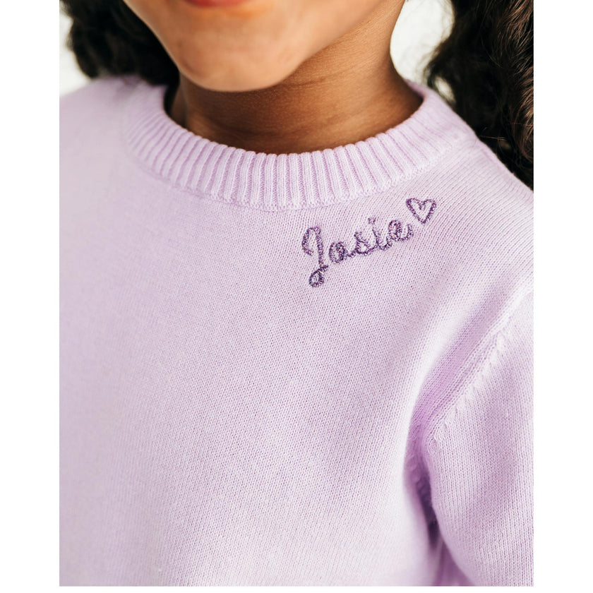 Monogram Embroidered Crewneck Sweater with Glitter