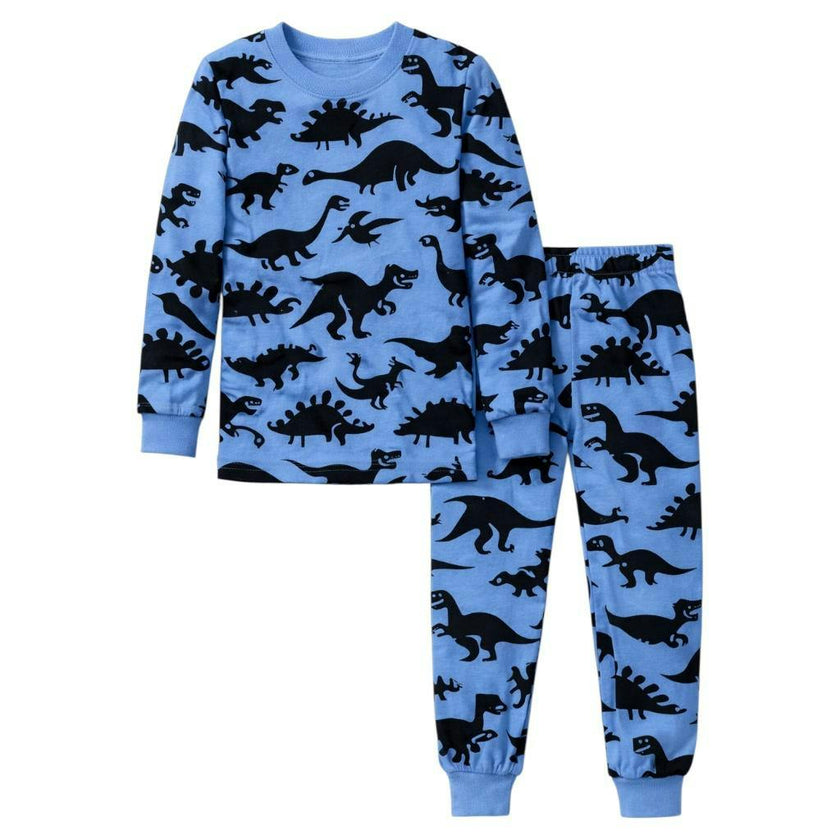 Kids and Toddlers Boys Dark Dinosaurs Long Sleeve Snug Fitted Soft Pajamas Set