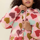 Girls Ruffle Pete Puffer - Multi Harvest Hearts