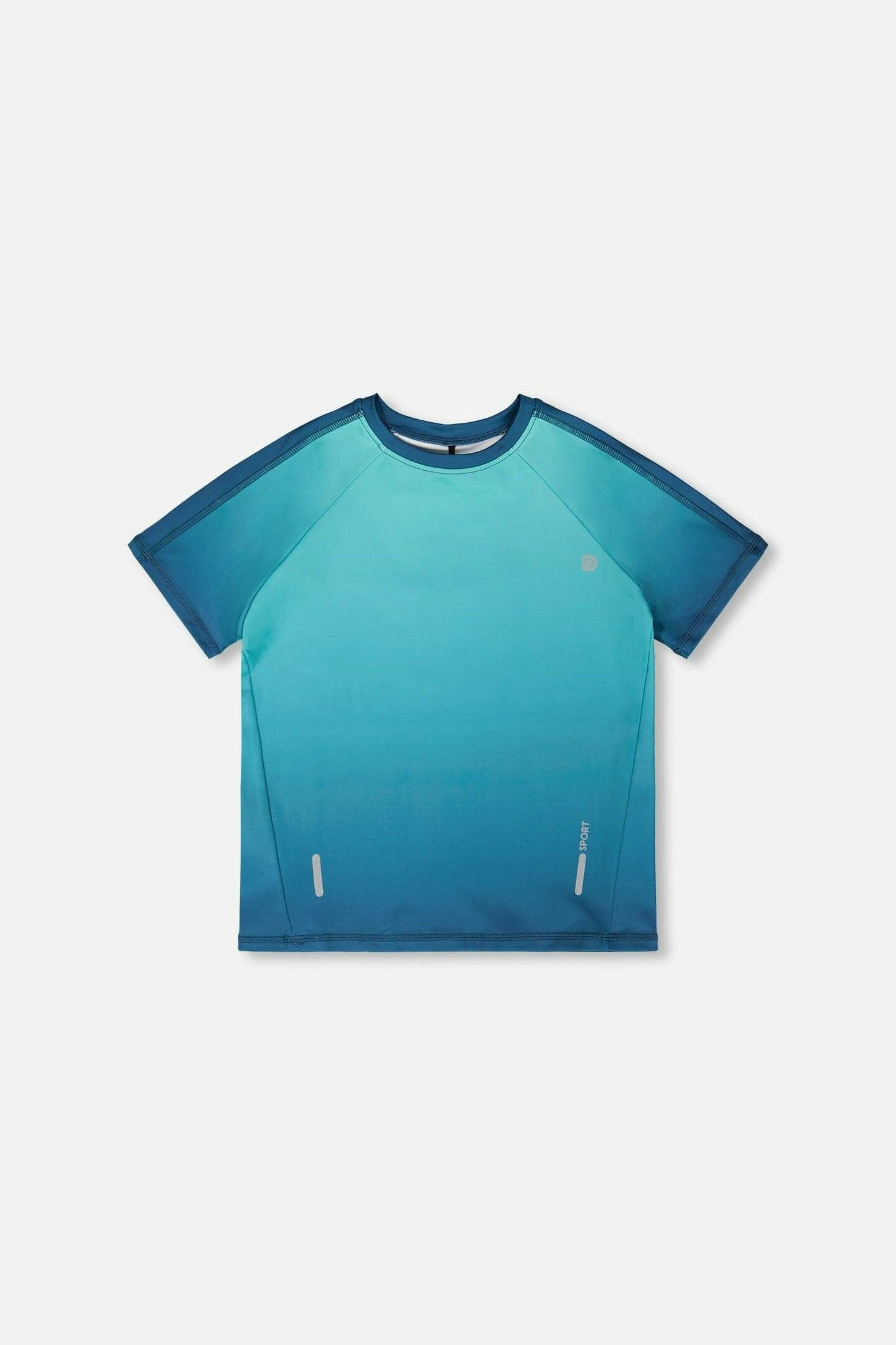 Short Sleeve Athletic Top In Recycled Polyester Teal Gradient