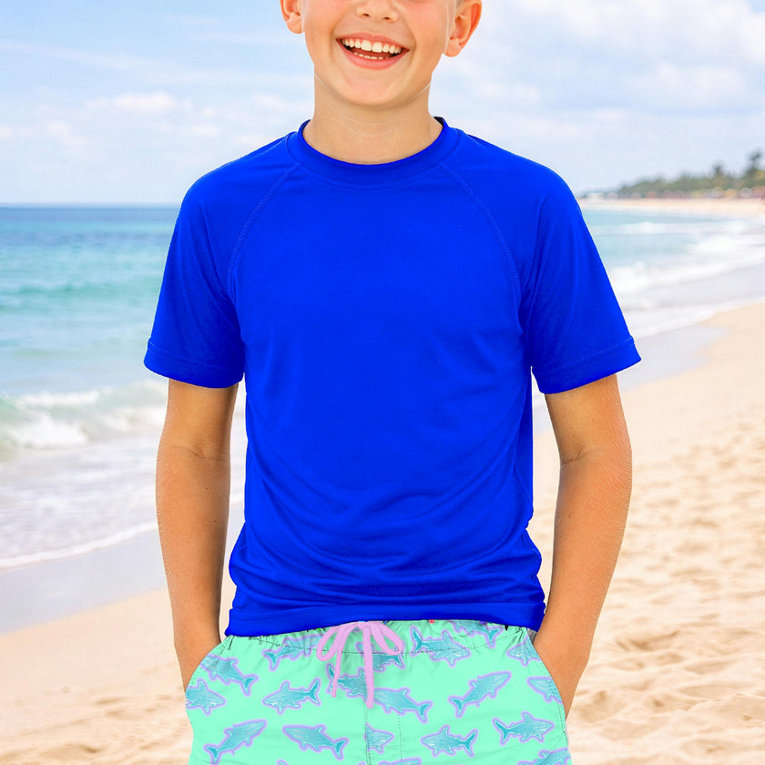 Dylan Boys Neon Sharks Print Board Shorts