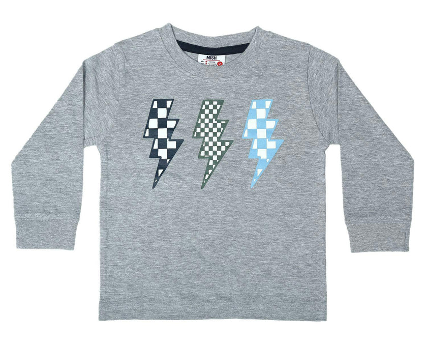Kids Long Sleeve Shirt - Check Bolts