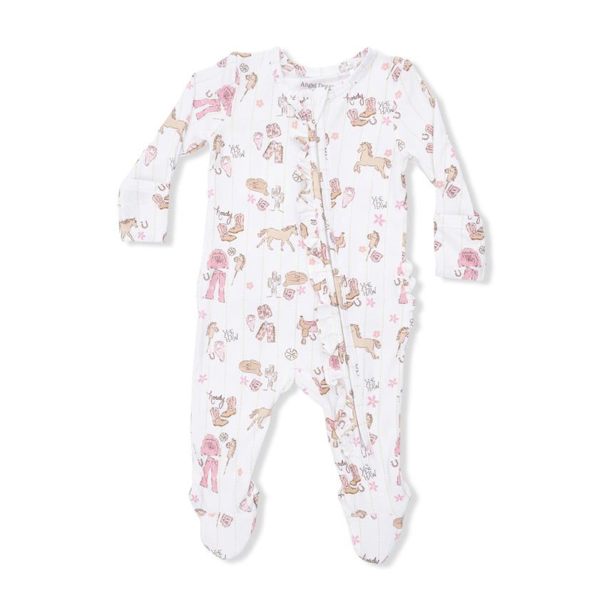 Cowgirl Nursery - 2 Way Ruffle Front Zipper Footie