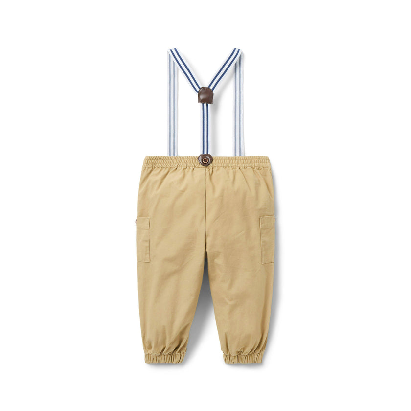 Baby Canvas Suspender Pant, khaki