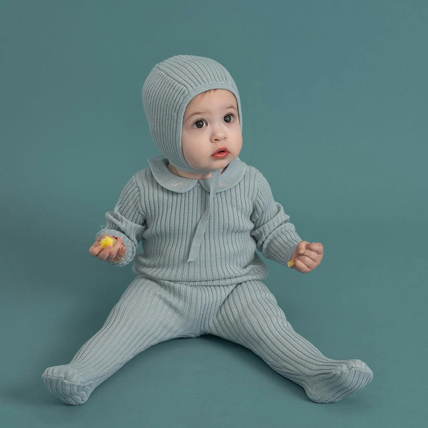 Ruffle Collar Knitted 2Pc Set Dark Almond