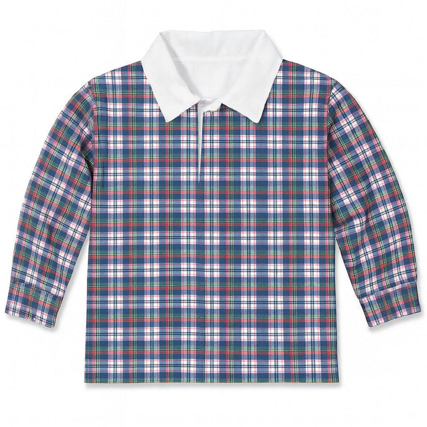 Plaid Knit Long Sleeve Polo