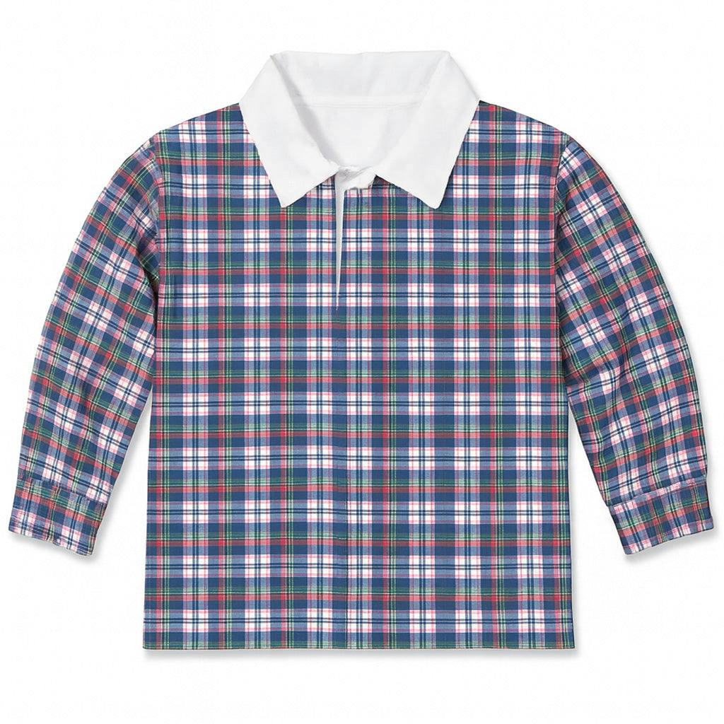 Plaid Knit Long Sleeve Polo