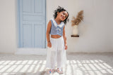 Beach Powder Blue Vest and White Pants Set