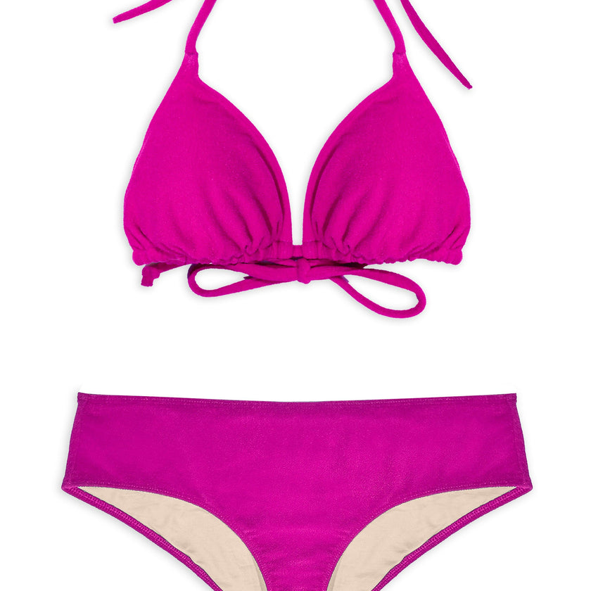 Teen Two-Piece Swimsuit, Mini Triangle & Shorty- Terry Berry Pink