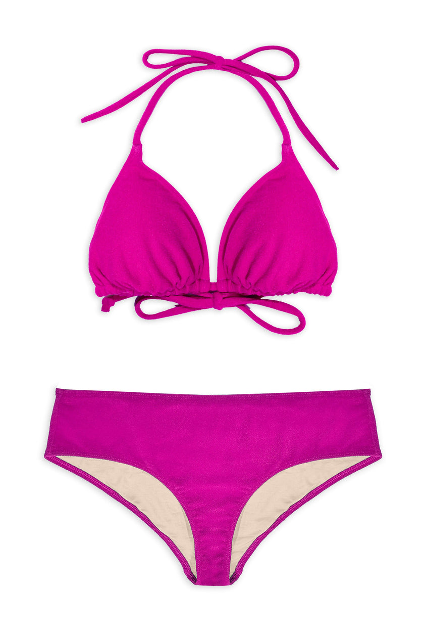 Teen Two-Piece Swimsuit, Mini Triangle & Shorty- Terry Berry Pink