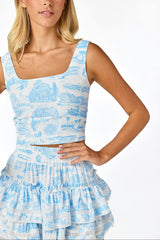Gemma Square Neck Top Toile Print