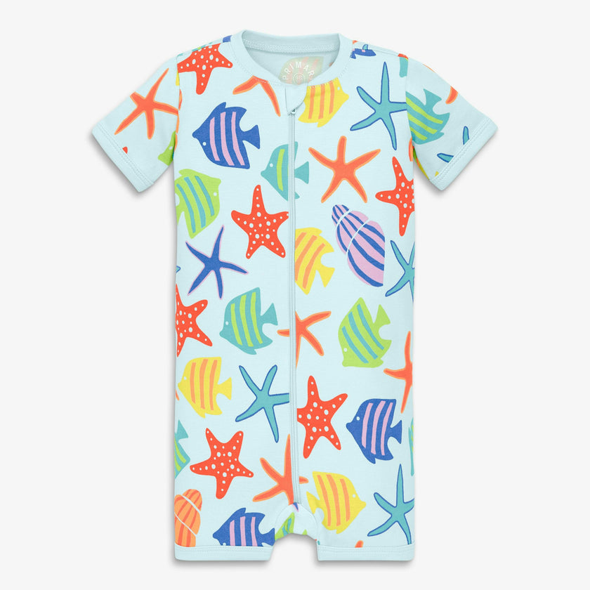 Clearance baby organic zip shortie in under the sea