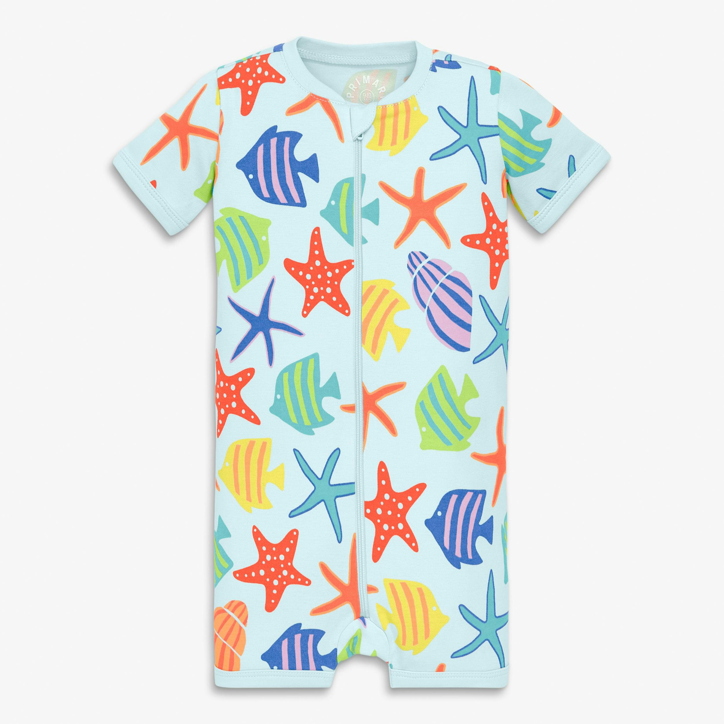 Clearance baby organic zip shortie in under the sea
