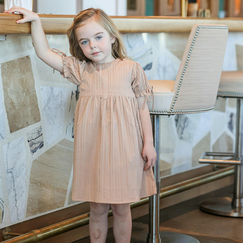 Striped Faux Tab Short Sleeve Dress