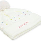 Ivory Rhinestone Pom Pom Beanie