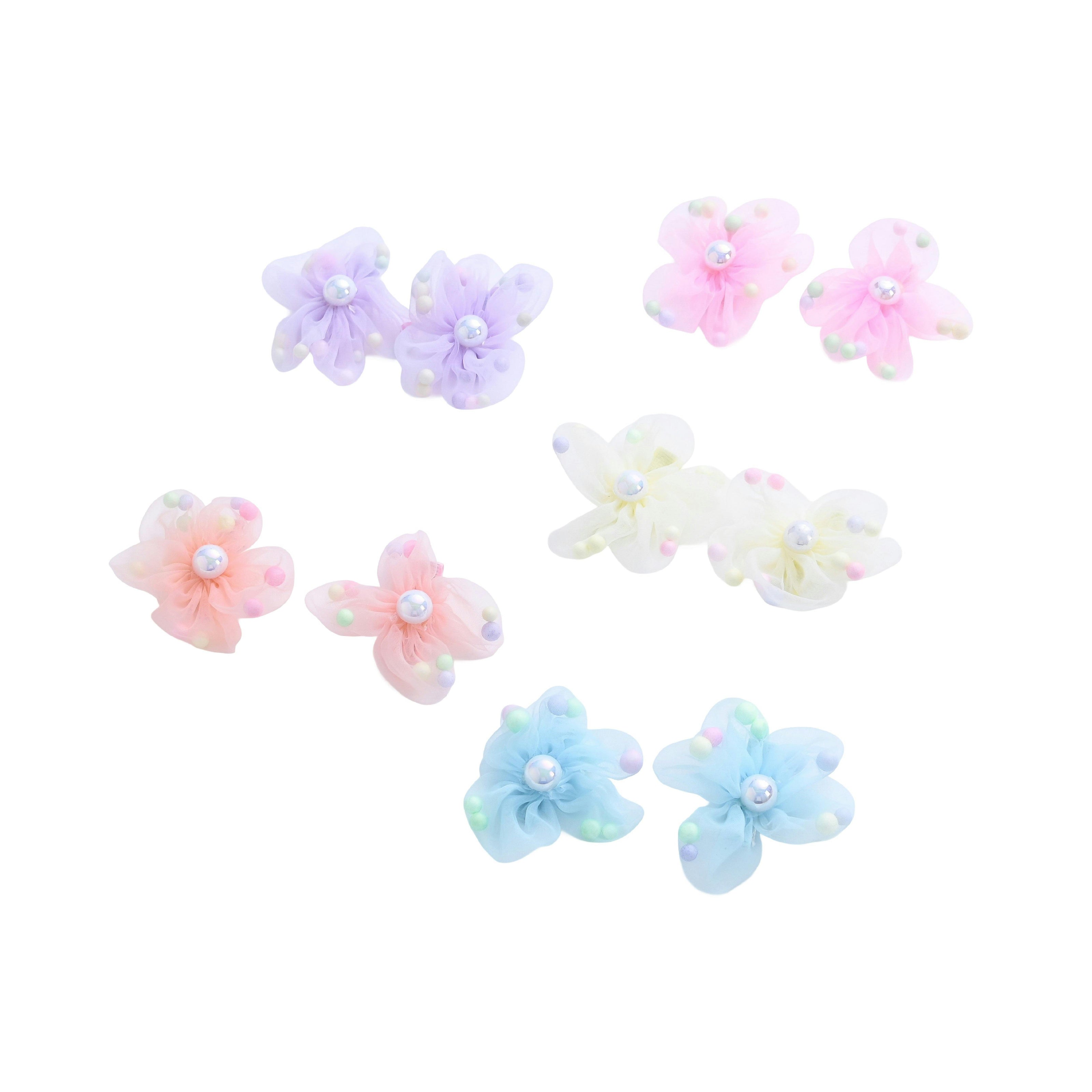 Beaded Flower Hair Tie Set