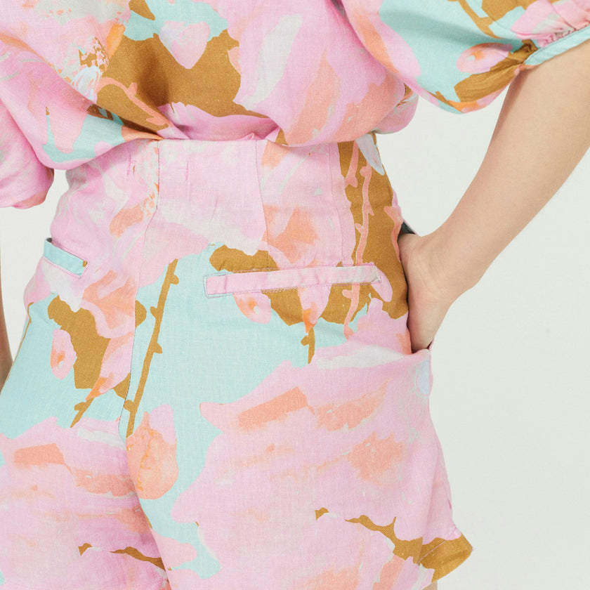 Frida Linen Shorts - Aquarela
