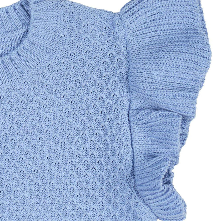 Short Sleeve Sweater With Ruffle