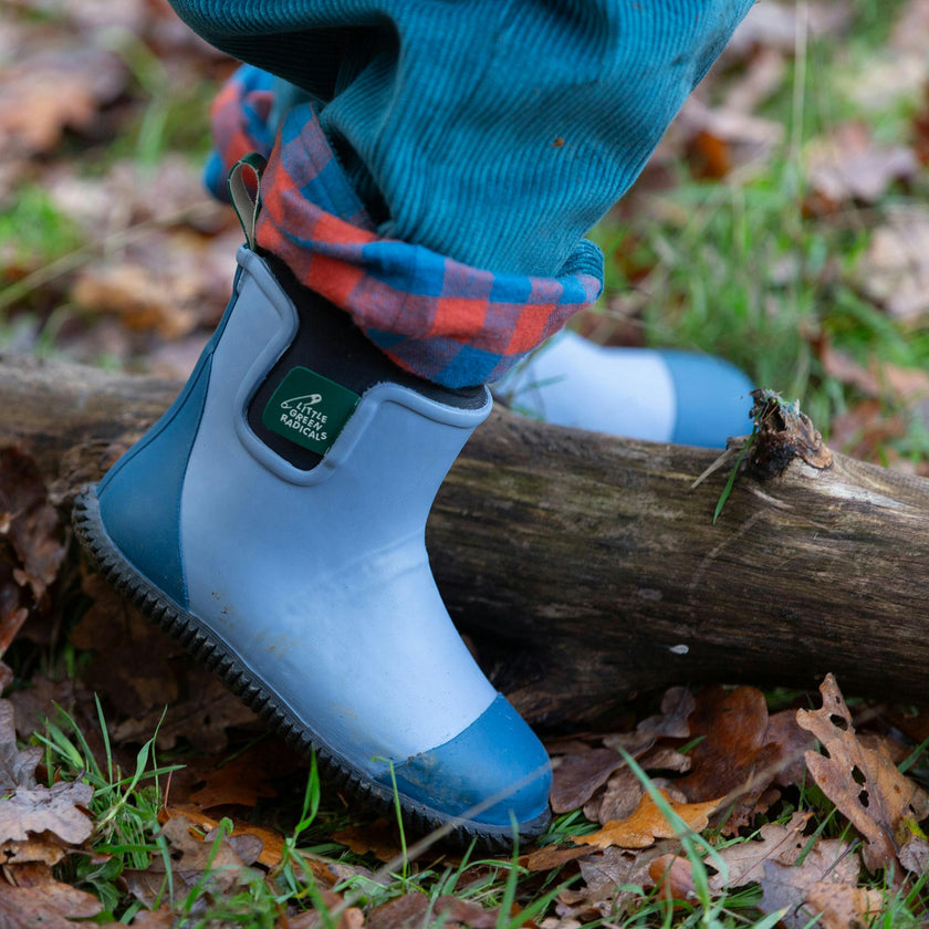 Soft Blue Natural Rubber Ankle Rain Boots, Blue