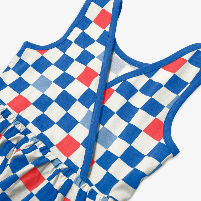 Kids tiered tank dress in checkerboard