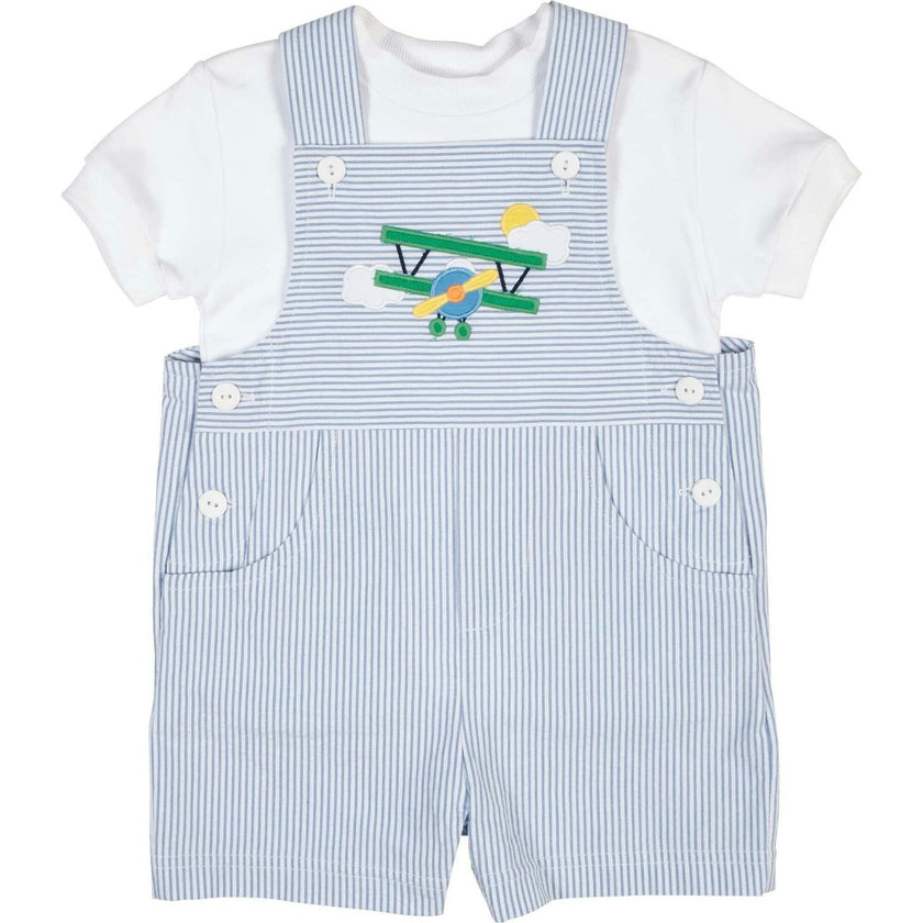 Seersucker Shortall With Airplane