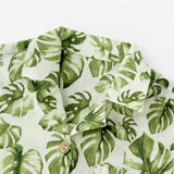Island Leaf Linen Button-Up Shirt and Shorts Set