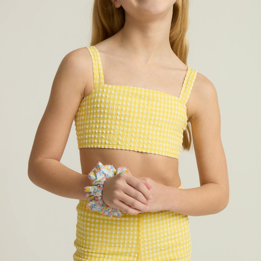 girls soleil gingham bandeau bikini and swim short