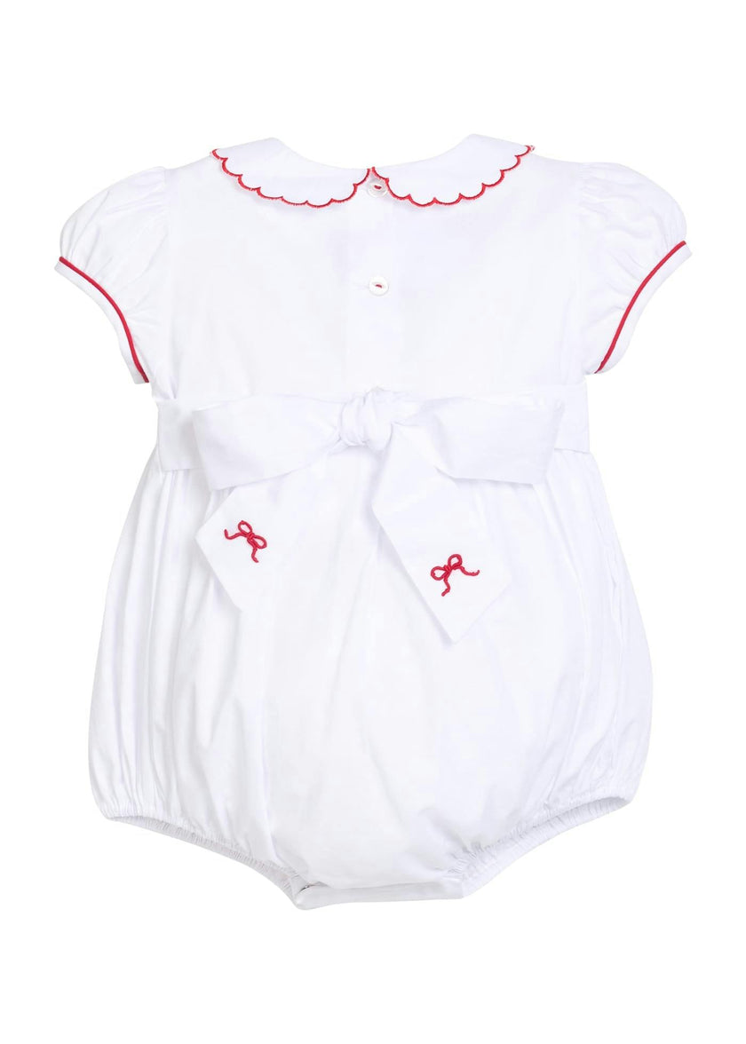 Smocked Louisa Bubble - Red Bow