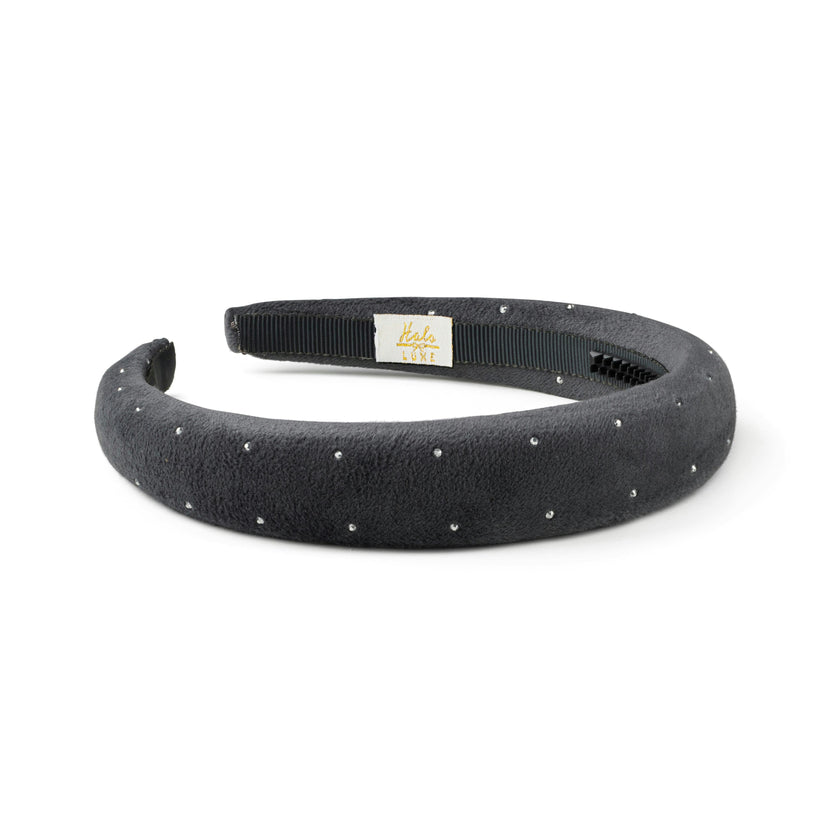 Halo Luxe Vivienne Studded Velvet Headband - Gray